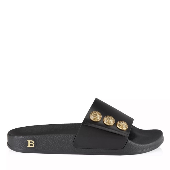 Balmain women’s symi leather button logo monogram sandals slides NEW - Picture 1 of 12